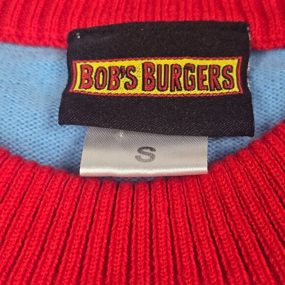Bobs Burgers Small Knit Christmas Sweater With Louise Tina Gene Faces Long Sleev - Picture 4 of 7